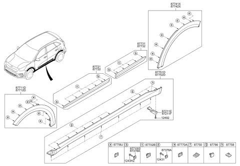 2021 Kia Niro Body Side Moulding Diagram