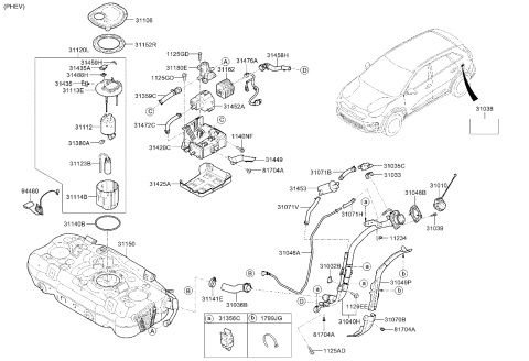 2022 Kia Niro Label-Fuel Filler Do Diagram for 31038M6500