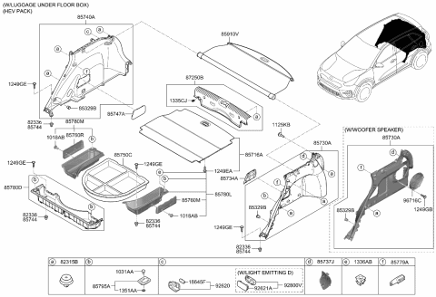 2021 Kia Niro Tray-Luggage,Center Diagram for 85750G5500WK