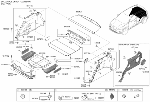 2021 Kia Niro Tray Assembly-Luggage Diagram for 85751G5000WK