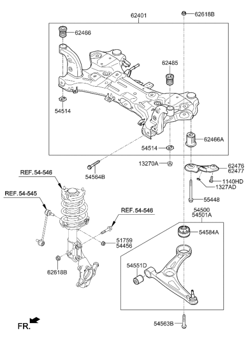 2022 Kia Niro Front Suspension Crossmember Diagram