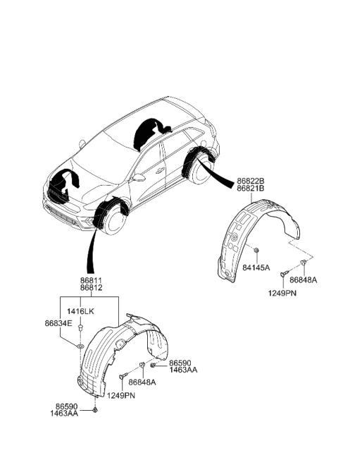 2021 Kia Niro Guard Assembly-Rear WHEE Diagram for 86822G5500