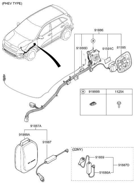 2021 Kia Niro Cable Assembly-Inlet EME Diagram for 91886G5850
