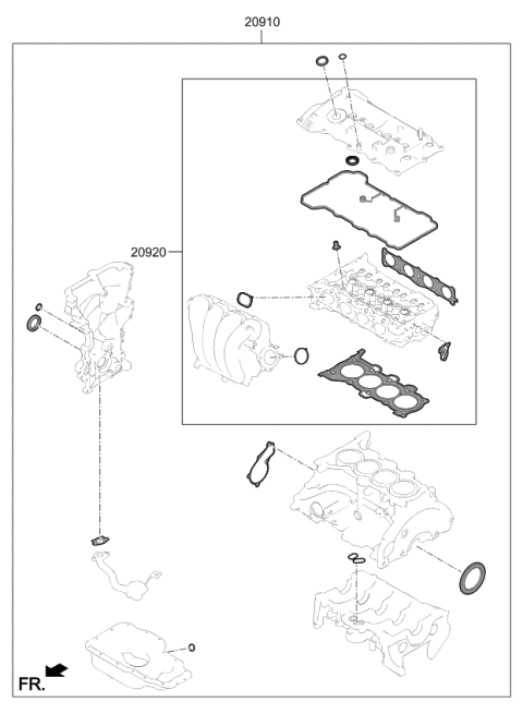 2019 Kia Forte Gasket Kit-Engine OVEAUL Diagram for 209202EU13