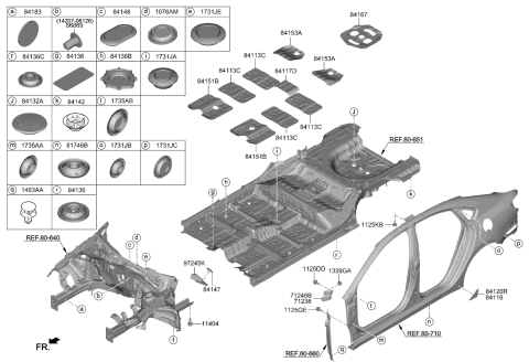 2021 Kia Forte Anti Pad-Ctr Floor R Diagram for 84156M7000