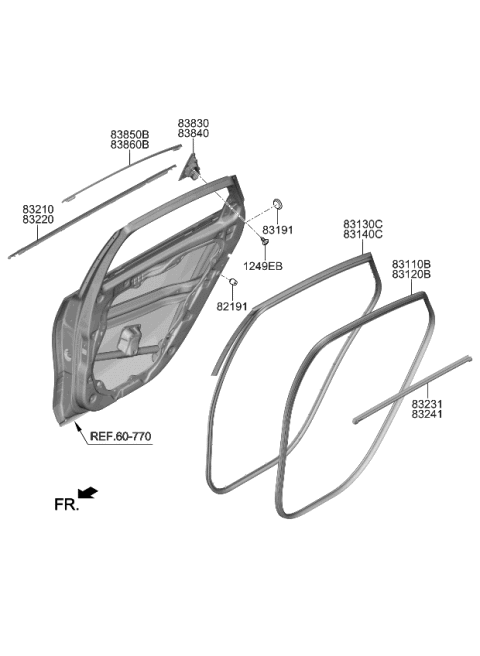 2019 Kia Forte Rear Door Moulding Diagram