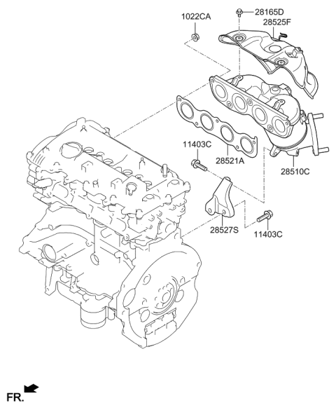 2019 Kia Forte Exhaust Manifold Catalytic Assembly Diagram for 285102ELD0