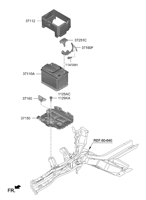 2019 Kia Forte Battery Sensor Assembly Diagram for 37180M6100