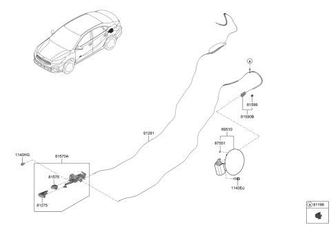 2021 Kia Forte Catch & Cable Assembly-F Diagram for 81590M6000