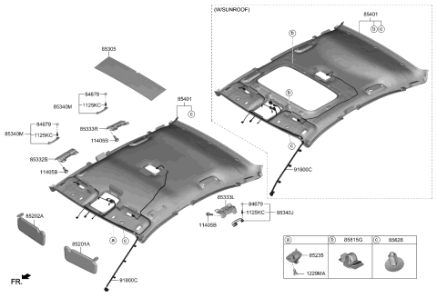 2020 Kia Forte Sunvisor & Head Lining Diagram