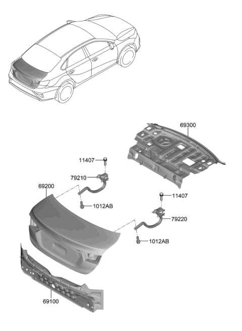 2020 Kia Forte Back Panel & Trunk Lid Diagram