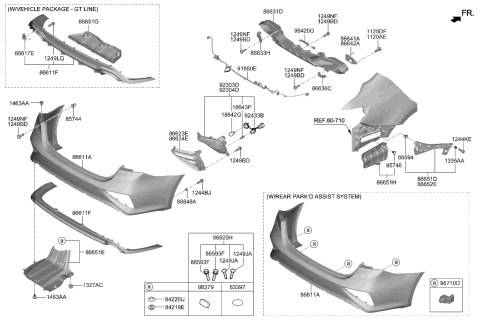 2019 Kia Forte Rear Bumper Cover Diagram for 86611M7000