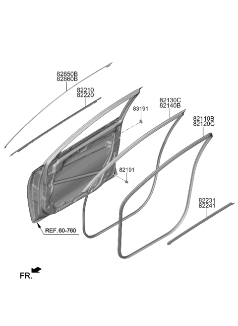 2020 Kia Forte MOULDING Assembly-FRT Dr Diagram for 82850M6000