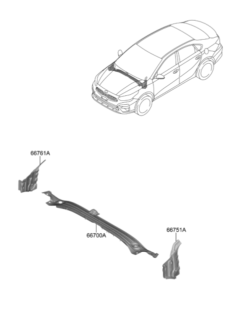 2020 Kia Forte Panel Assembly-COWL Side Diagram for 66755M6000