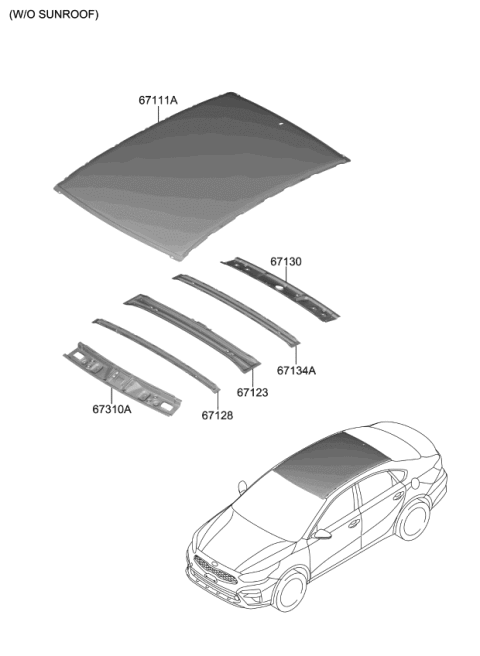 2020 Kia Forte Rail Assembly-Roof Ctr Diagram for 67141M7000