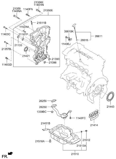 2020 Kia Forte Cover Assembly-Timing Chain Diagram for 213502E740
