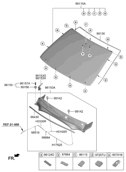 2021 Kia Forte Moulding-Windshield Diagram for 86130M6000