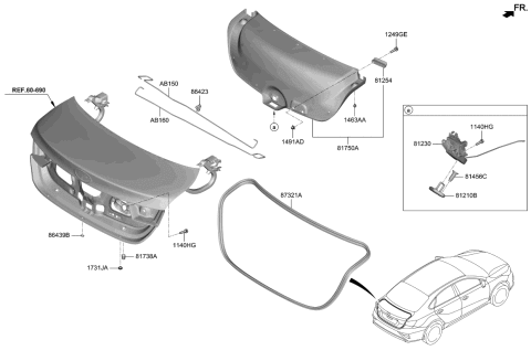 2019 Kia Forte Trunk Lid Latch Assembly Diagram for 81230M6030