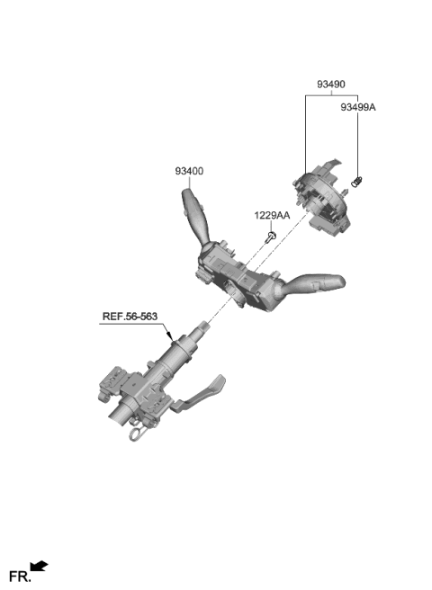 2021 Kia Forte Clock Spring Contact Assembly Diagram for 93490G3140