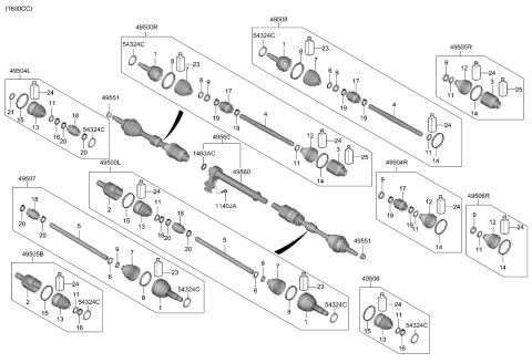 2019 Kia Forte Joint & Shaft Kit-Fr Diagram for 495L1M7400