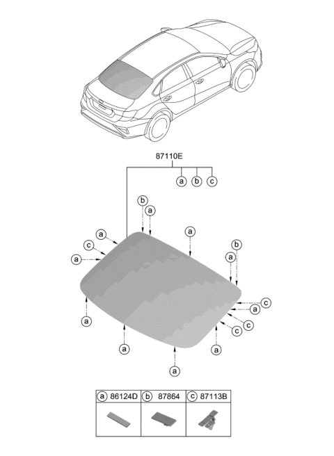 2020 Kia Forte Glass Assembly-Rear Wind Diagram for 87110M7020