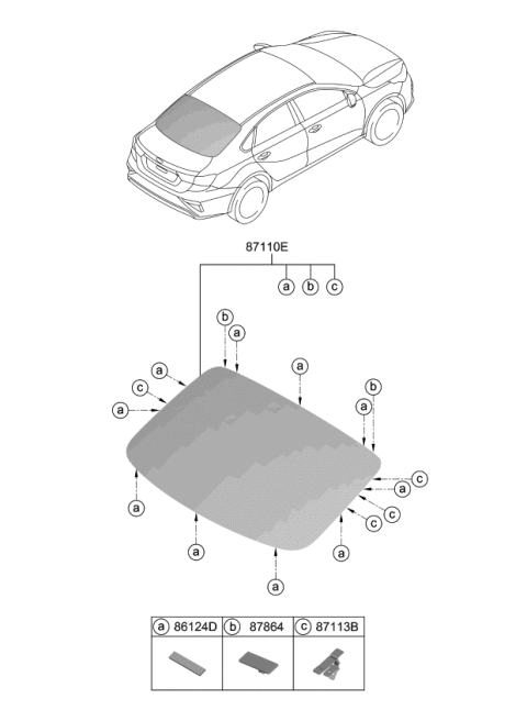 2020 Kia Forte GLASS ASSY-REAR WIND Diagram for 87110M7021