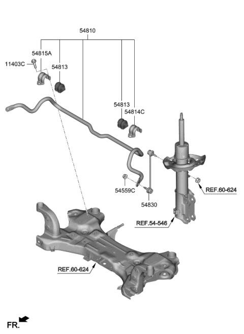 2019 Kia Forte Bar Assembly-Front Stabilizer Diagram for 54810F2100