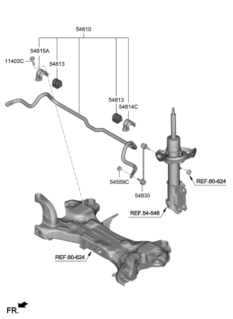 2019 Kia Forte Bar Assembly-Fr STABILIZ Diagram for 54810F2000