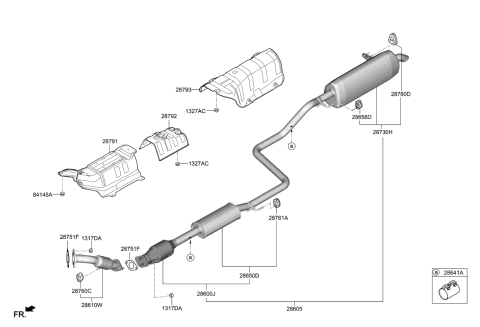 2020 Kia Forte Center Muffler Complete Diagram for 28700M7550