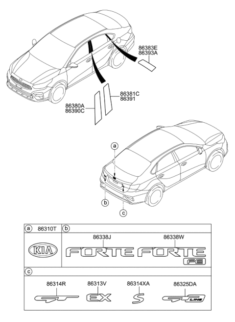 2019 Kia Forte Black Tape-Rr Dr Fra Diagram for 77523M6000