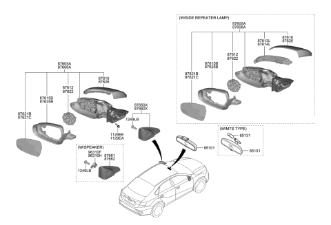 2019 Kia Forte MIRROR ASSY-OUTSIDE Diagram for 87610M7081