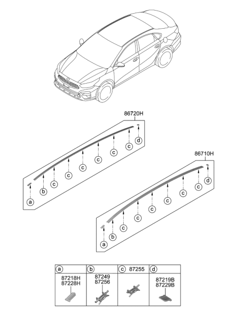 2019 Kia Forte Clip-Roof GARNISH Mt Diagram for 87236M6000