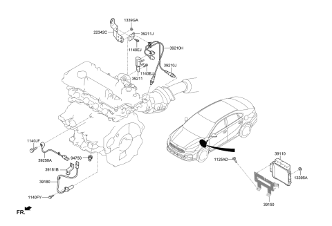 2021 Kia Forte Engine Ecm Control Module Diagram for 391182B929