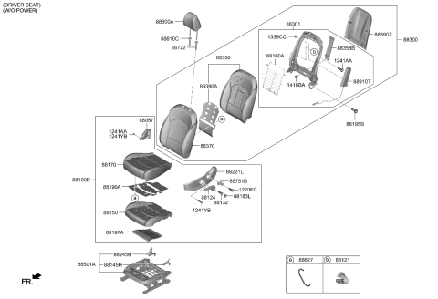 2021 Kia Forte Front Cushion Covering Left Diagram for 88160M7410B4R