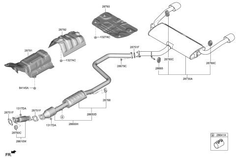 2021 Kia Forte Rear Muffler Assembly Diagram for 28710M7900