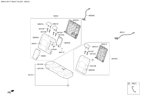 2020 Kia Forte Pad Assembly-Rear Seat B Diagram for 89350M7500