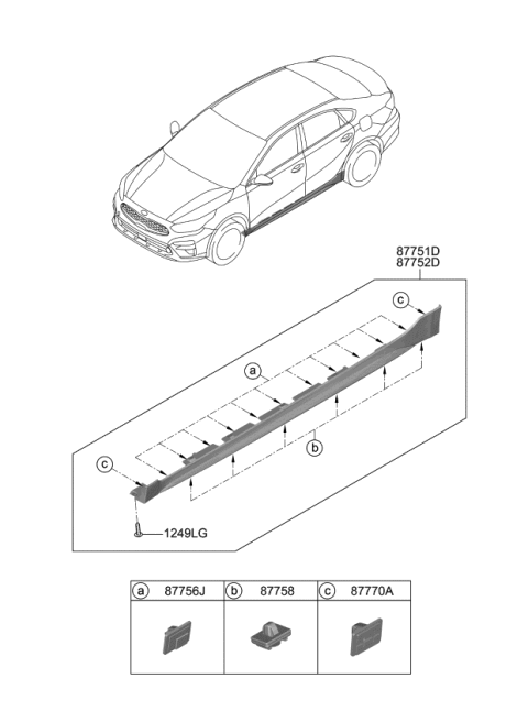 2020 Kia Forte MOULDING Assembly-Side S Diagram for 87752M7000