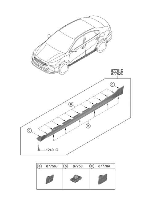 2019 Kia Forte Body Side Moulding Diagram