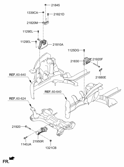 2019 Kia Forte Engine Mounting Bracket Assembly Diagram for 21825F2100