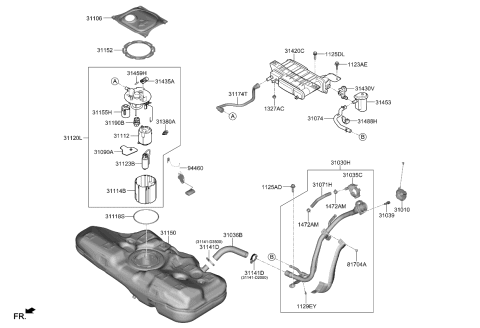 2019 Kia Forte Fuel Tank Assembly Diagram for 31150M7500