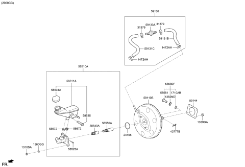 2019 Kia Forte Brake Master Cylinder & Booster Diagram 1