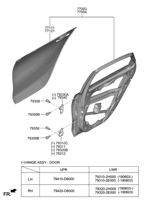 2020 Kia Forte Hinge Assembly-Rear Door Diagram for 79420D8000