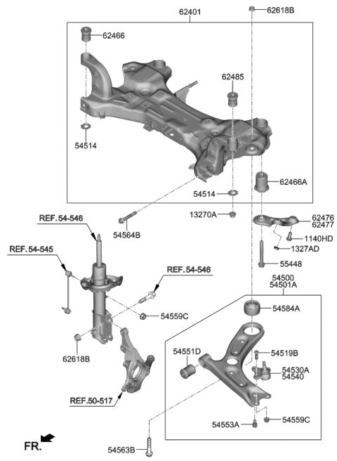 2019 Kia Forte BUSHING-CROSSMEMBER Diagram for 62486F2100