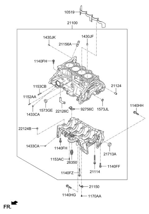 2019 Kia Forte Block Assembly-Cylinder Diagram for 51ZN32EX00