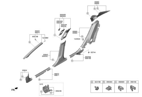 2021 Kia Forte Trim Assembly-Ctr Pillar Diagram for 85845M7000WK