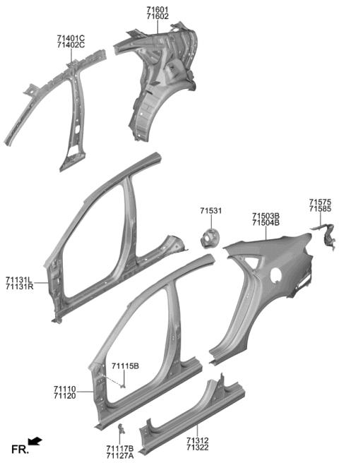 2020 Kia Forte Panel Assembly-Pillar Ou Diagram for 71120M7A00