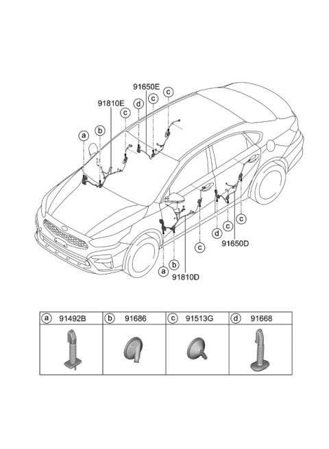2019 Kia Forte Wiring Assembly-Fr Dr(Pa Diagram for 91610M7550