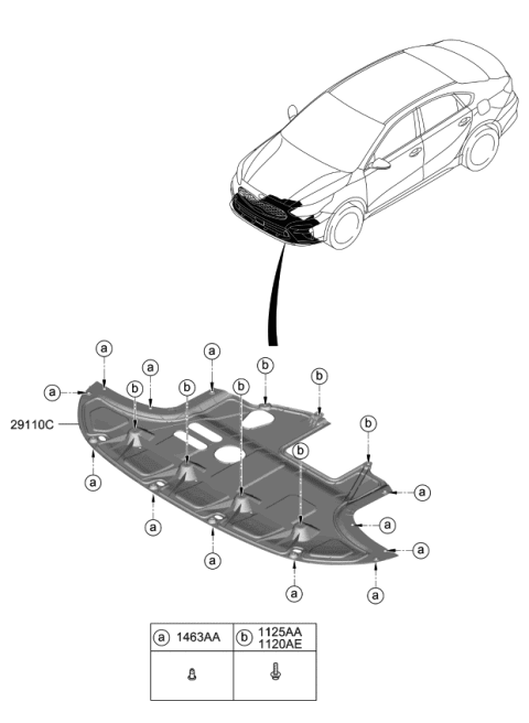 2021 Kia Forte Panel Assembly-Under COV Diagram for 29110M7100