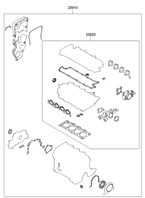 2009 Kia Soul Engine Gasket Kit Diagram 2