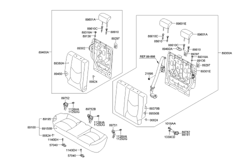 2010 Kia Soul Rear Seat Cushion Cover Diagram for 891602K000AHD